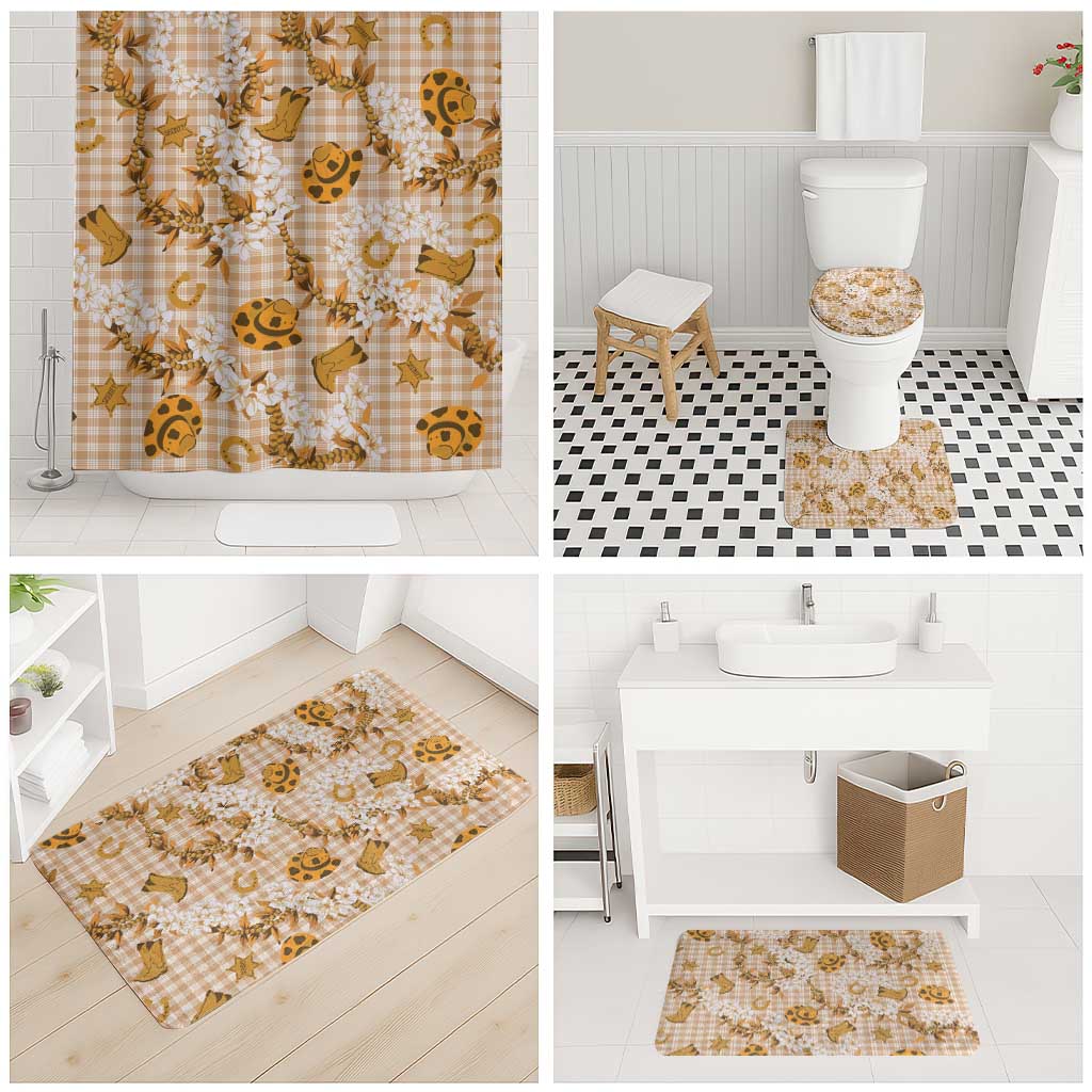 Mokihana Maile Ilima Leis Paniolo Palaka Bathroom Set Hawaiian Kula Spirit - Polynesian Pride