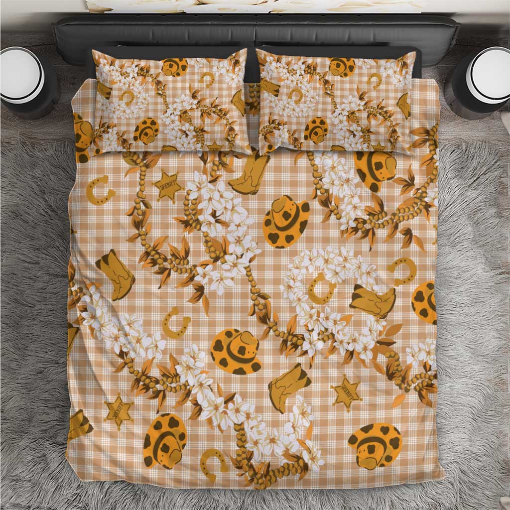 Mokihana Maile Ilima Leis Paniolo Palaka Bedding Set Hawaiian Kula Spirit LT9 Gold - Polynesian Pride