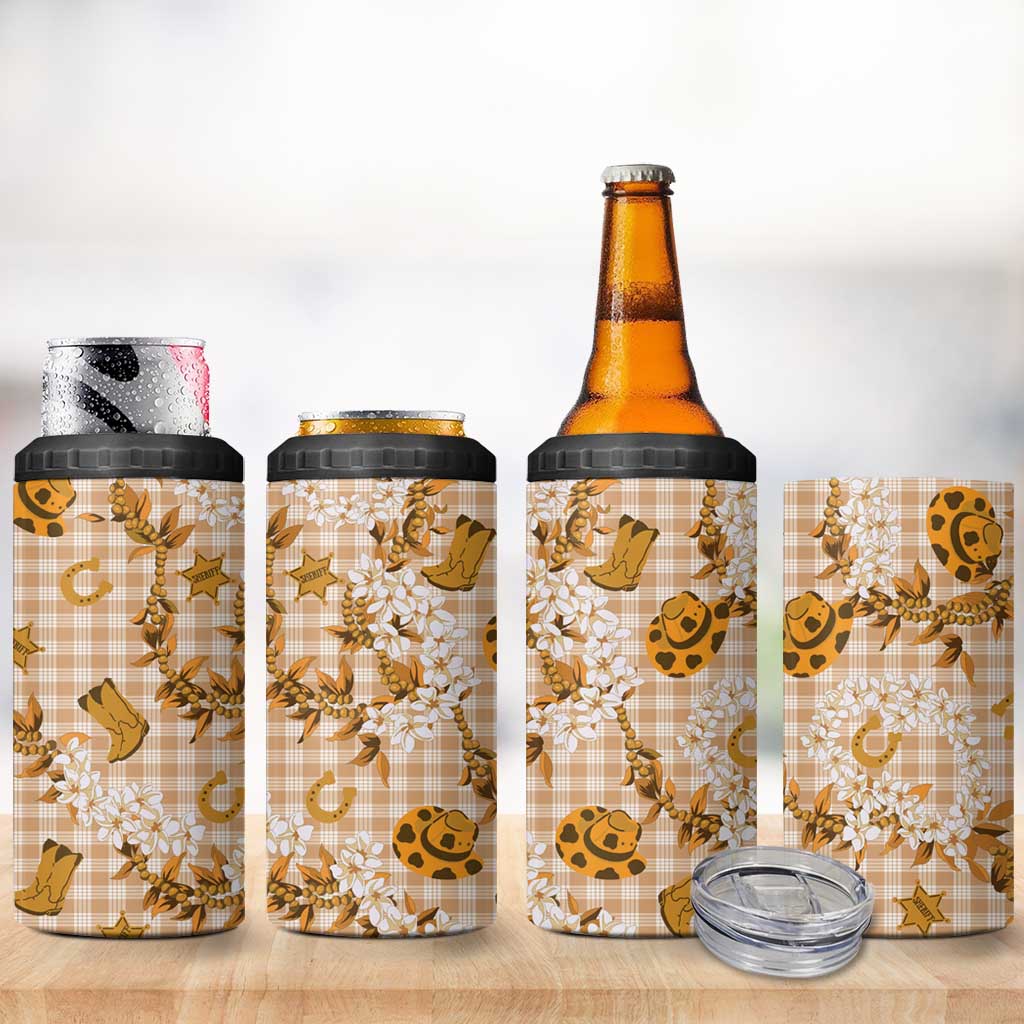 Mokihana Maile Ilima Leis Paniolo Palaka 4 in 1 Can Cooler Tumbler Hawaiian Kula Spirit - Polynesian Pride