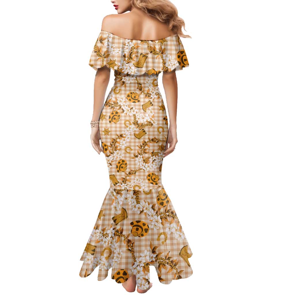 Mokihana Maile Ilima Leis Paniolo Palaka Family Matching Mermaid Dress and Hawaiian Shirt Hawaiian Kula Spirit LT9 - Polynesian Pride