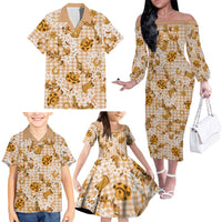 Mokihana Maile Ilima Leis Paniolo Palaka Family Matching Off The Shoulder Long Sleeve Dress and Hawaiian Shirt Hawaiian Kula Spirit LT9 - Polynesian Pride