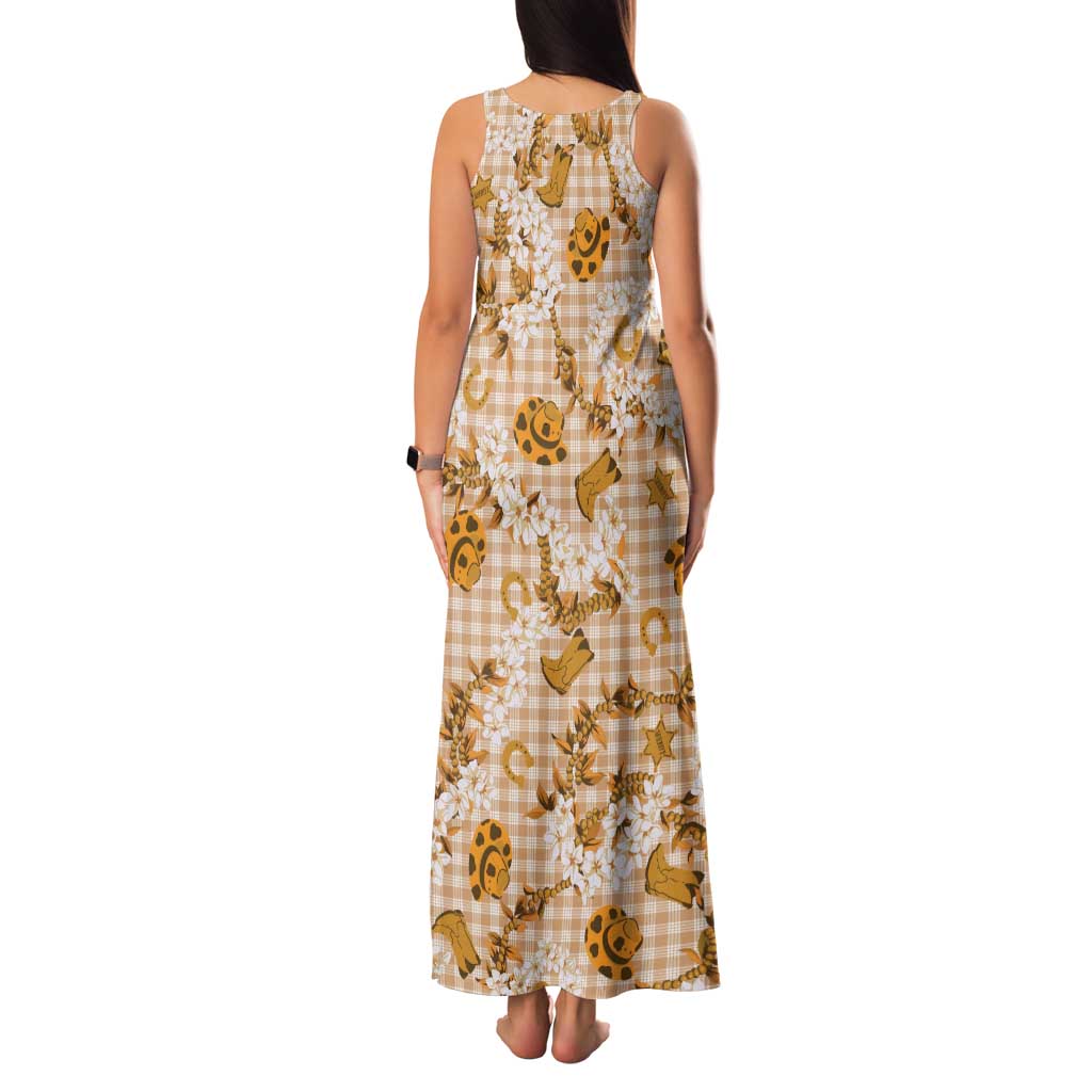 Mokihana Maile Ilima Leis Paniolo Palaka Family Matching Tank Maxi Dress and Hawaiian Shirt Hawaiian Kula Spirit LT9 - Polynesian Pride