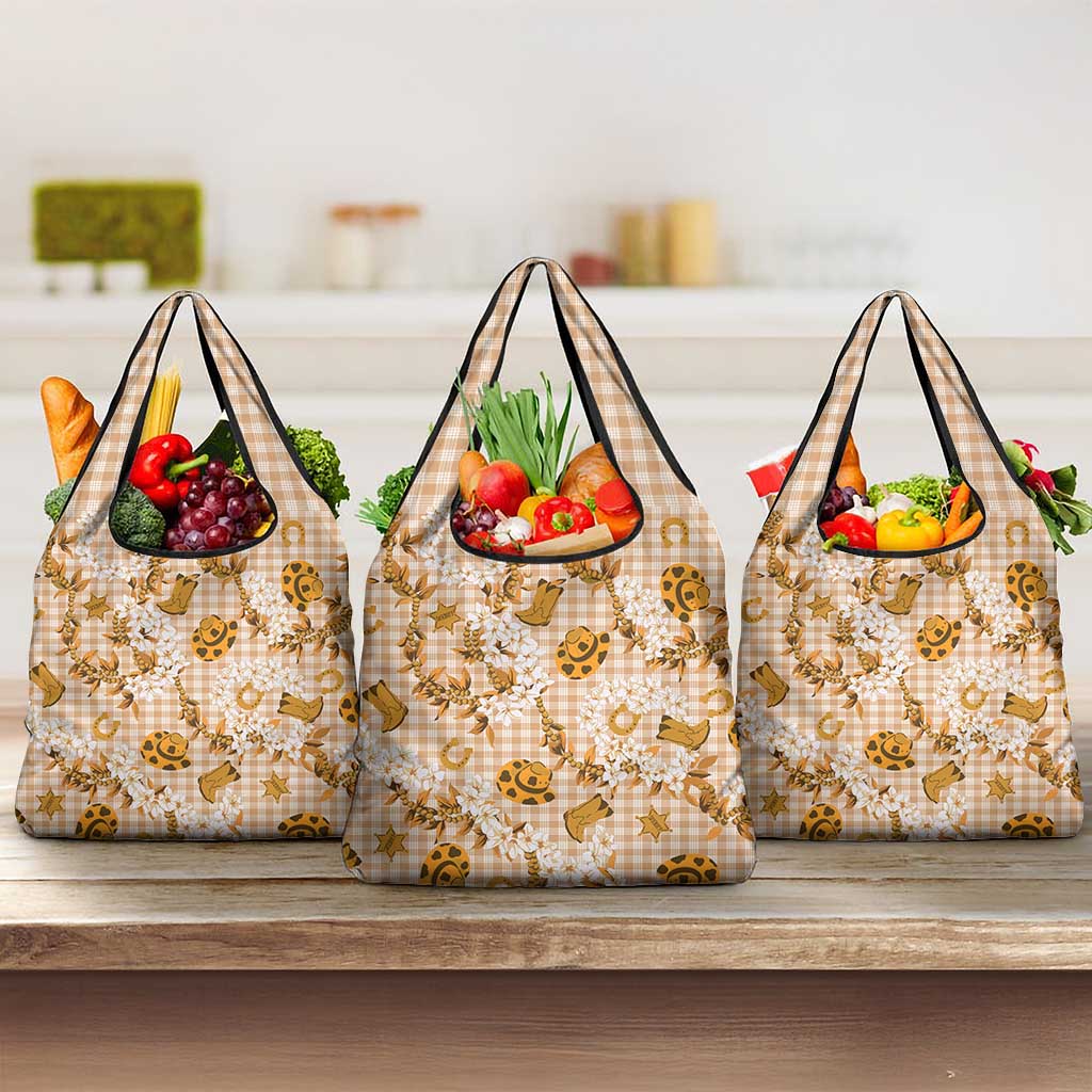 Mokihana Maile Ilima Leis Paniolo Palaka Grocery Bag Hawaiian Kula Spirit - Polynesian Pride