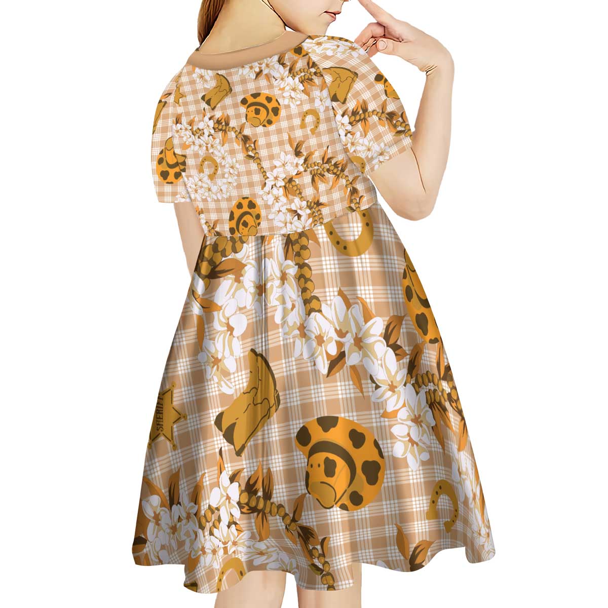 Mokihana Maile Ilima Leis Paniolo Palaka Kid Short Sleeve Dress Hawaiian Kula Spirit - Polynesian Pride