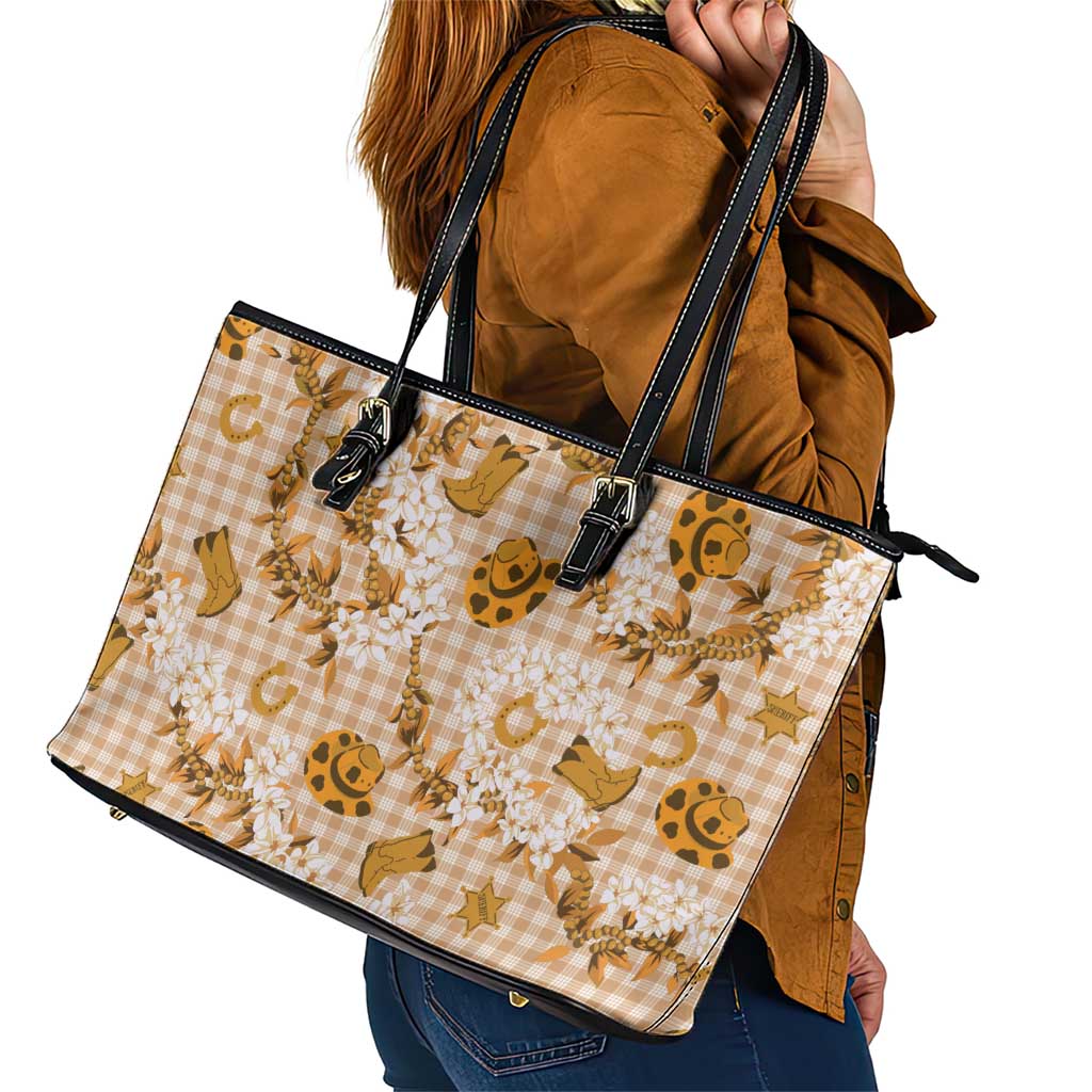 Mokihana Maile Ilima Leis Paniolo Palaka Leather Tote Bag Hawaiian Kula Spirit - Polynesian Pride