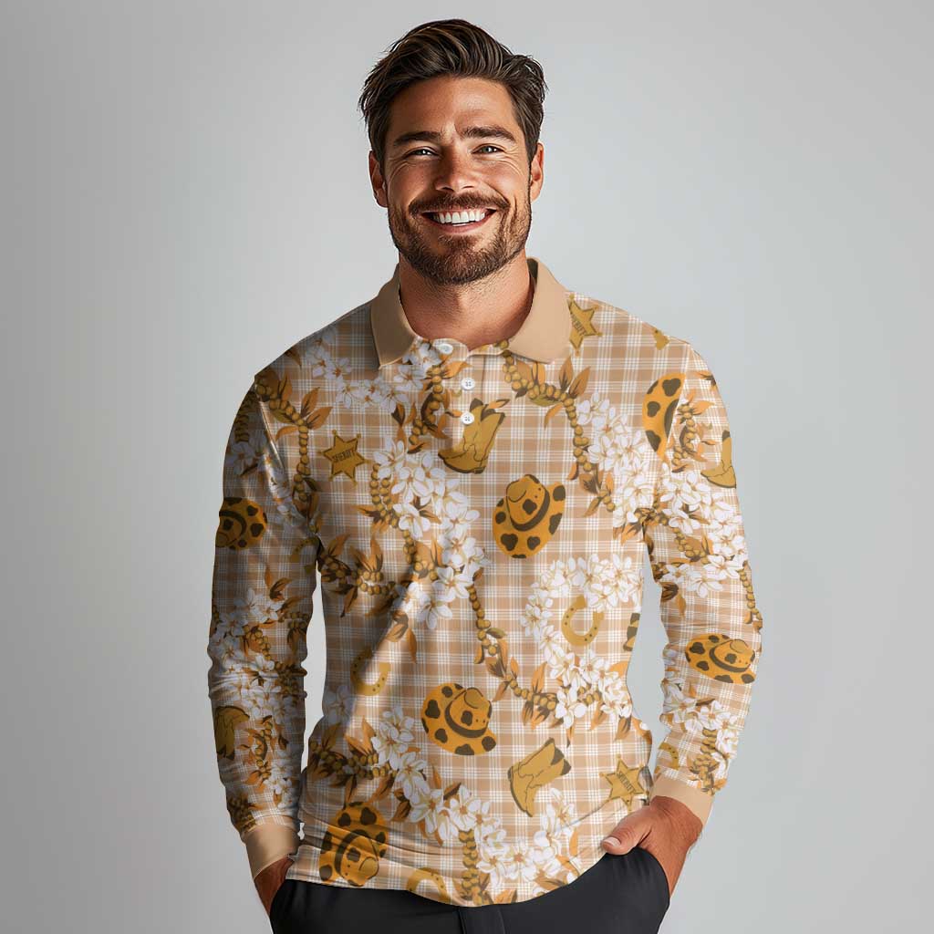 Mokihana Maile Ilima Leis Paniolo Palaka Long Sleeve Polo Shirt Hawaiian Kula Spirit - Polynesian Pride