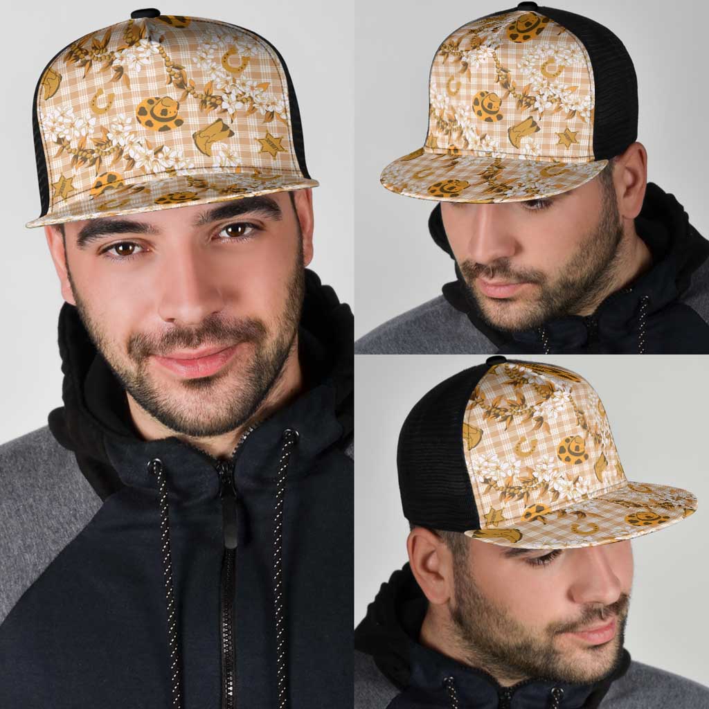 Mokihana Maile Ilima Leis Paniolo Palaka Mesh Trucker Cap Hawaiian Kula Spirit - Polynesian Pride