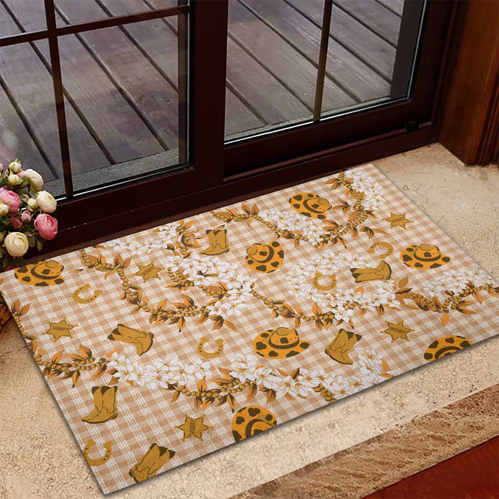 Mokihana Maile Ilima Leis Paniolo Palaka Rubber Doormat Hawaiian Kula Spirit - Polynesian Pride