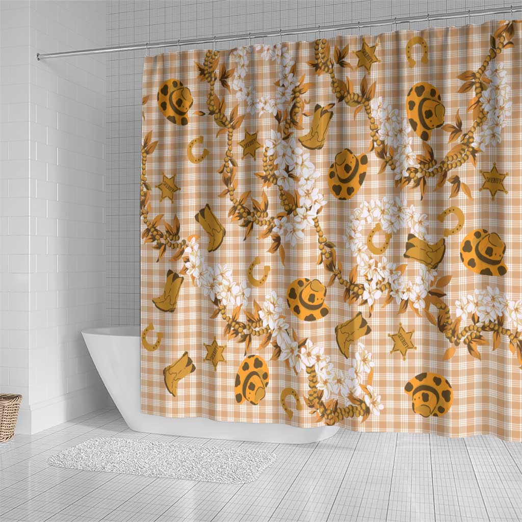 Mokihana Maile Ilima Leis Paniolo Palaka Shower Curtain Hawaiian Kula Spirit - Polynesian Pride
