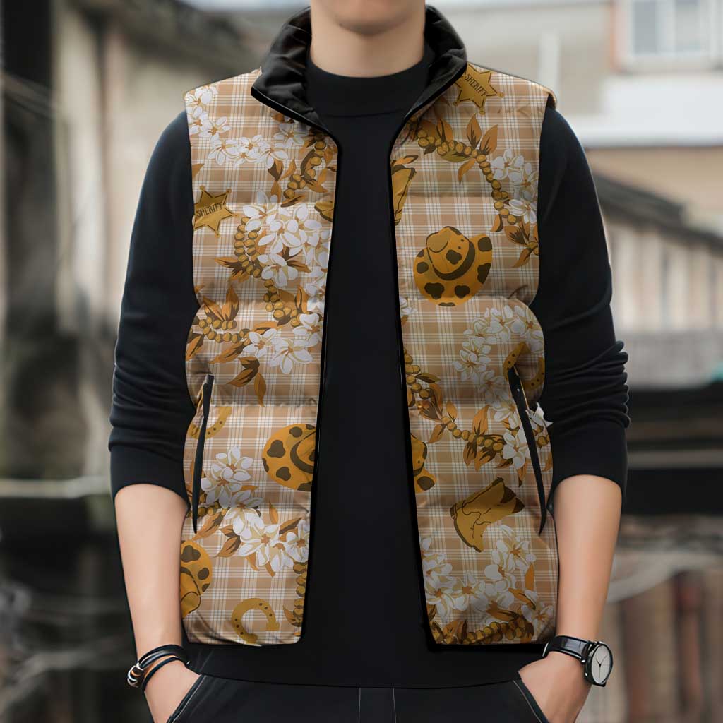 Mokihana Maile Ilima Leis Paniolo Palaka Sleeveless Puffer Jacket Hawaiian Kula Spirit - Polynesian Pride