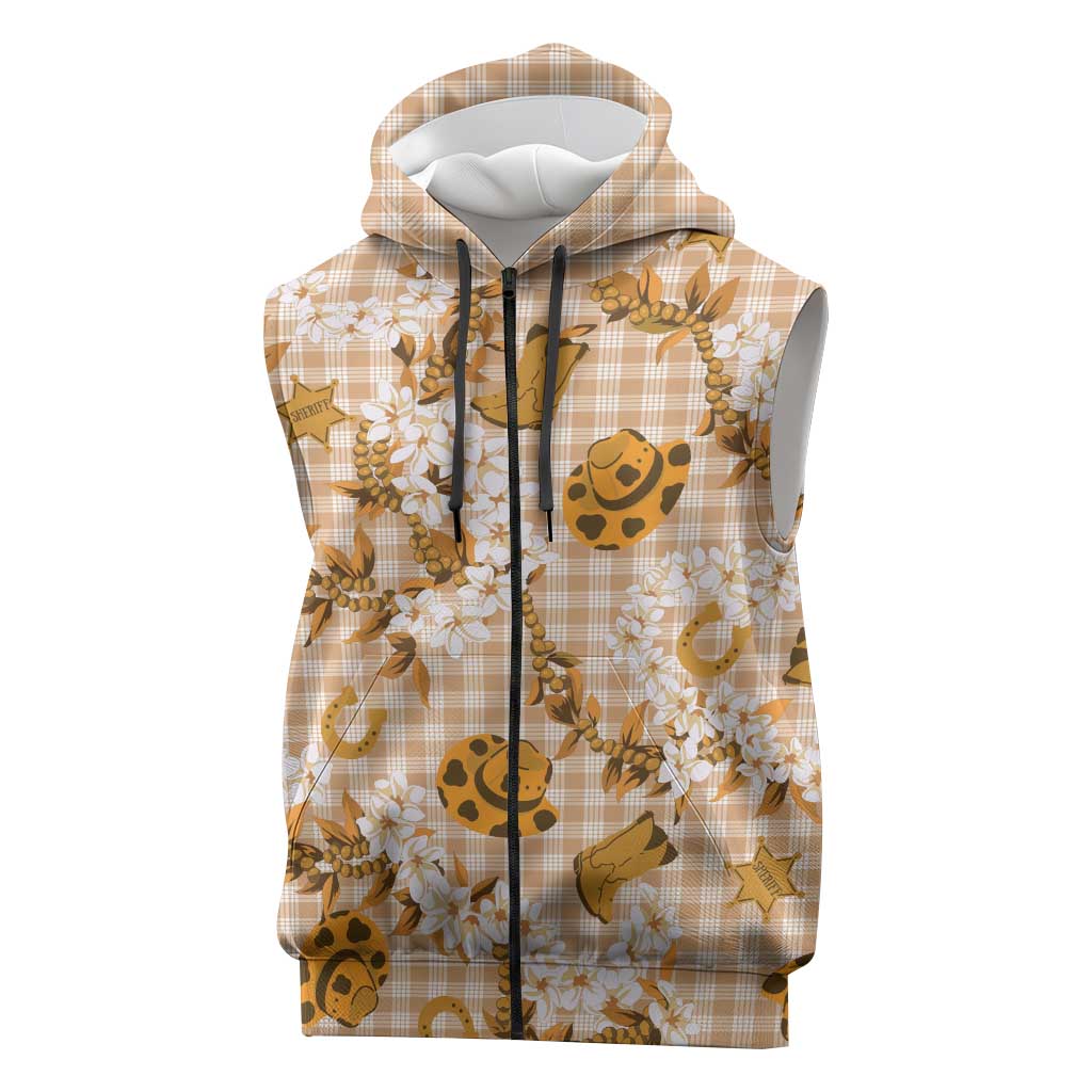 Mokihana Maile Ilima Leis Paniolo Palaka Sleeveless Zip Hoodie Hawaiian Kula Spirit - Polynesian Pride