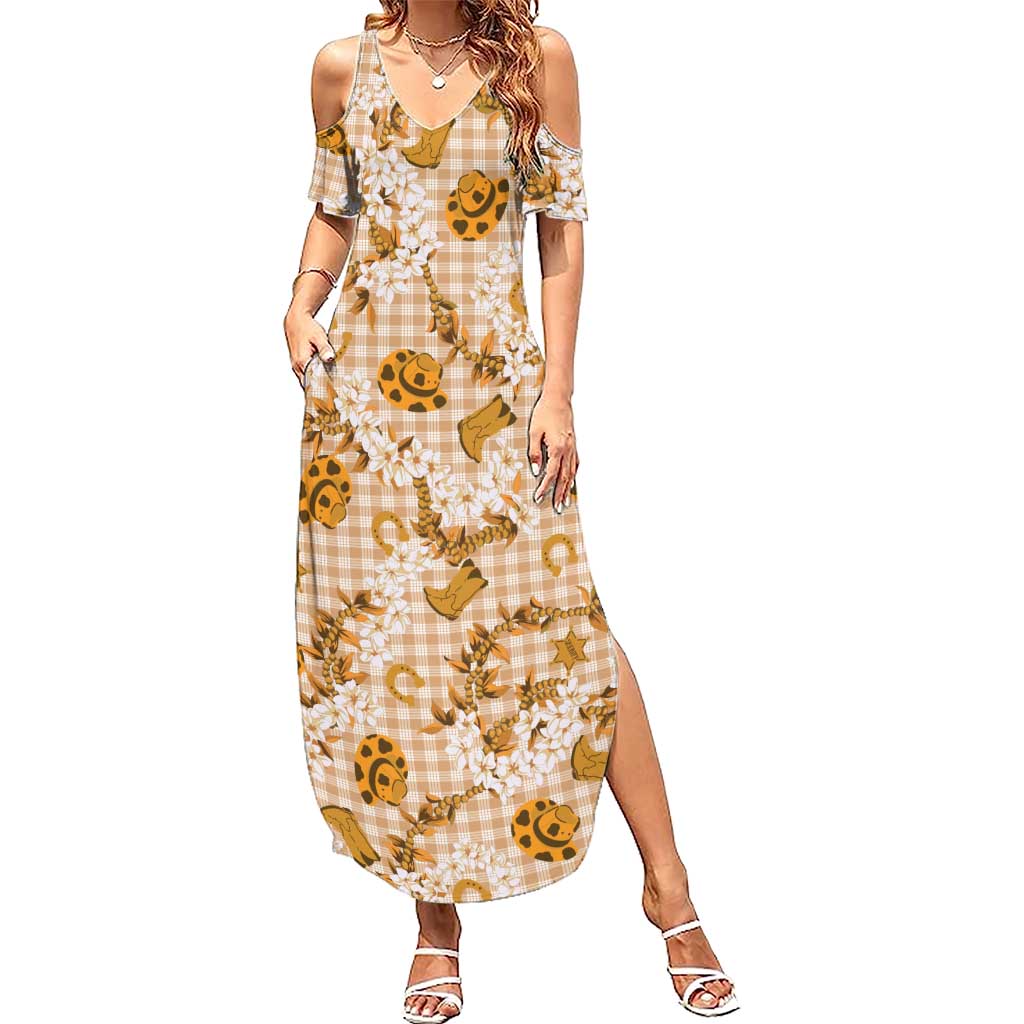 Mokihana Maile Ilima Leis Paniolo Palaka Summer Maxi Dress Hawaiian Kula Spirit - Polynesian Pride