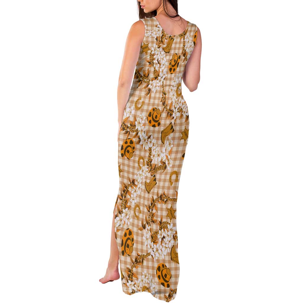 Mokihana Maile Ilima Leis Paniolo Palaka Tank Maxi Dress Hawaiian Kula Spirit - Polynesian Pride