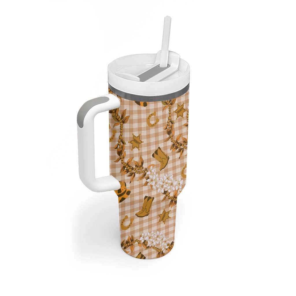 Mokihana Maile Ilima Leis Paniolo Palaka Tumbler With Handle Hawaiian Kula Spirit - Polynesian Pride