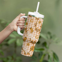 Mokihana Maile Ilima Leis Paniolo Palaka Tumbler With Handle Hawaiian Kula Spirit - Polynesian Pride