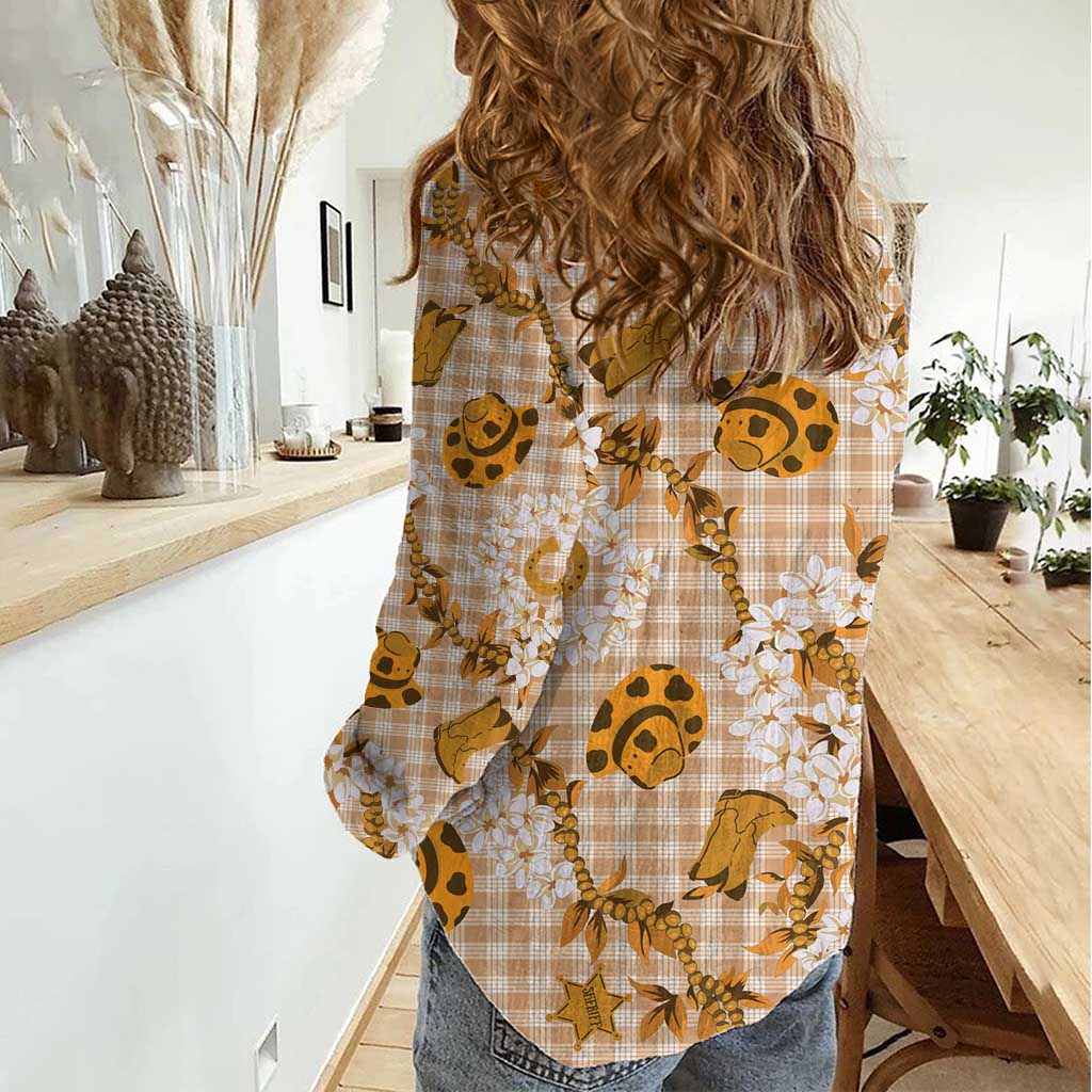 Mokihana Maile Ilima Leis Paniolo Palaka Women Casual Shirt Hawaiian Kula Spirit LT9 - Polynesian Pride