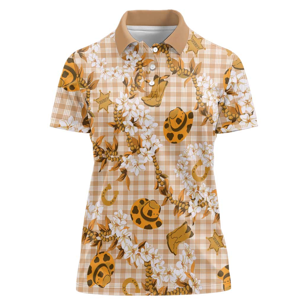 Mokihana Maile Ilima Leis Paniolo Palaka Women Polo Shirt Hawaiian Kula Spirit - Polynesian Pride
