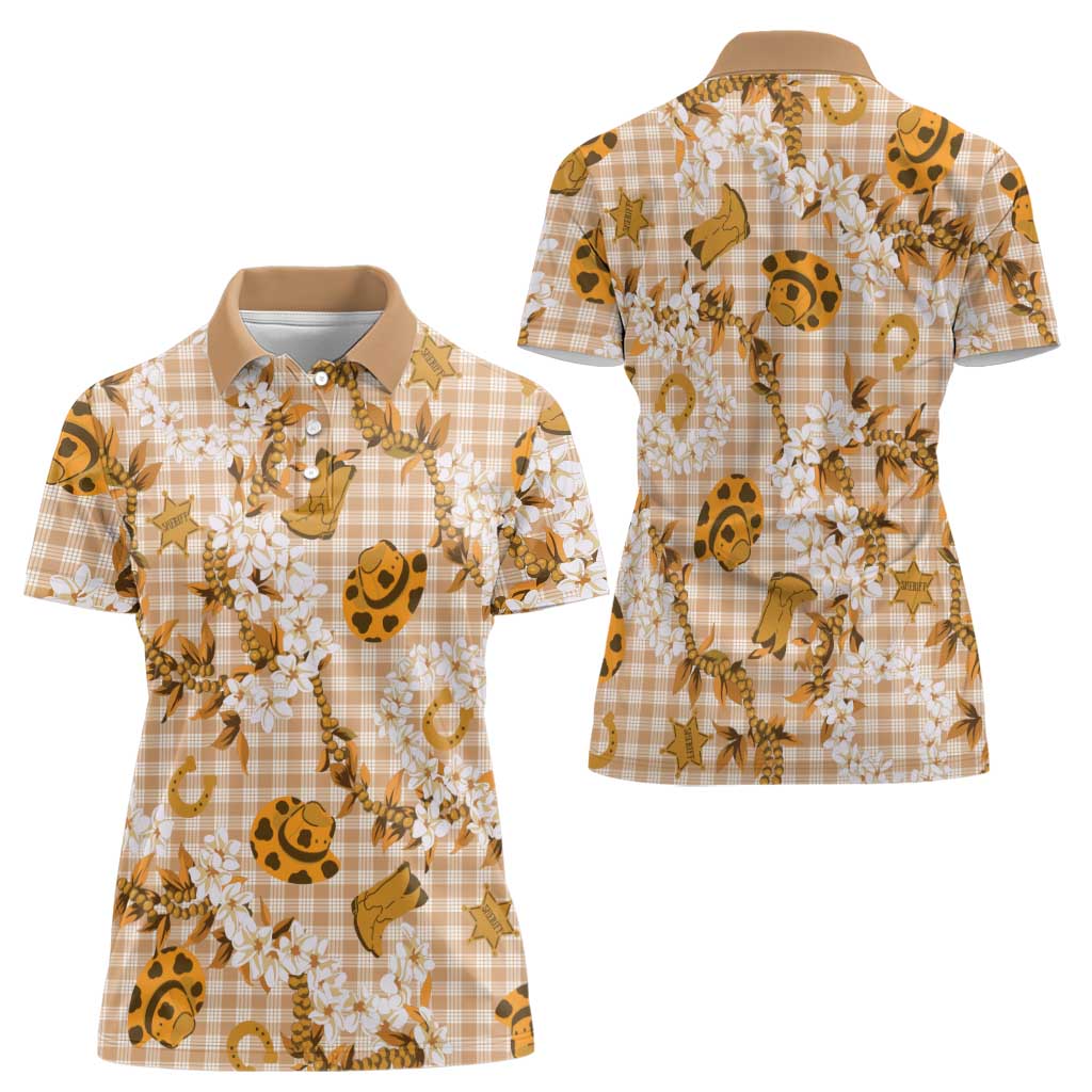 Mokihana Maile Ilima Leis Paniolo Palaka Women Polo Shirt Hawaiian Kula Spirit - Polynesian Pride
