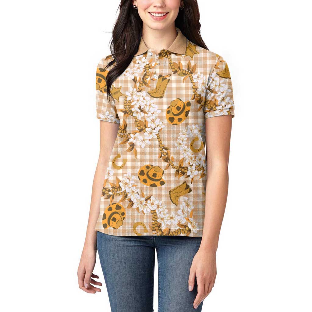 Mokihana Maile Ilima Leis Paniolo Palaka Women Polo Shirt Hawaiian Kula Spirit - Polynesian Pride