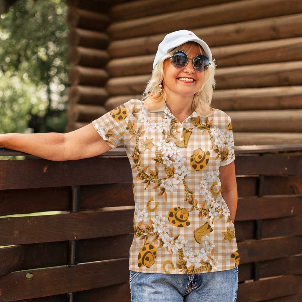 Mokihana Maile Ilima Leis Paniolo Palaka Women Polo Shirt Hawaiian Kula Spirit - Polynesian Pride