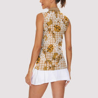 Mokihana Maile Ilima Leis Paniolo Palaka Women Sleeveless Polo Shirt Hawaiian Kula Spirit LT9 - Polynesian Pride