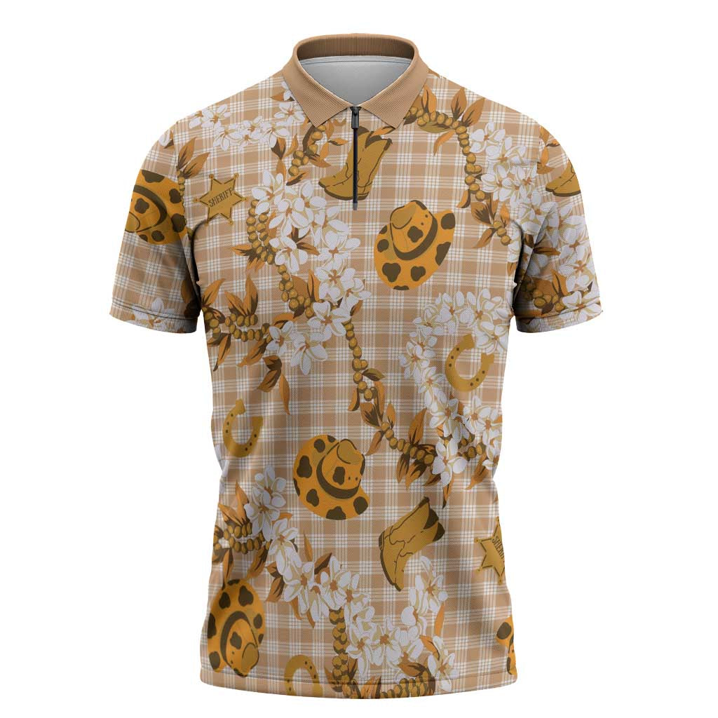 Mokihana Maile Ilima Leis Paniolo Palaka Zipper Polo Shirt Hawaiian Kula Spirit - Polynesian Pride