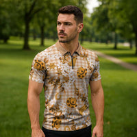 Mokihana Maile Ilima Leis Paniolo Palaka Zipper Polo Shirt Hawaiian Kula Spirit - Polynesian Pride