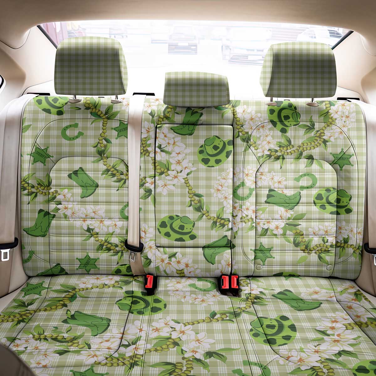 Mokihana Maile Ilima Leis Paniolo Palaka Back Car Seat Cover Hawaiian Omaomo Ala Spirit - Polynesian Pride