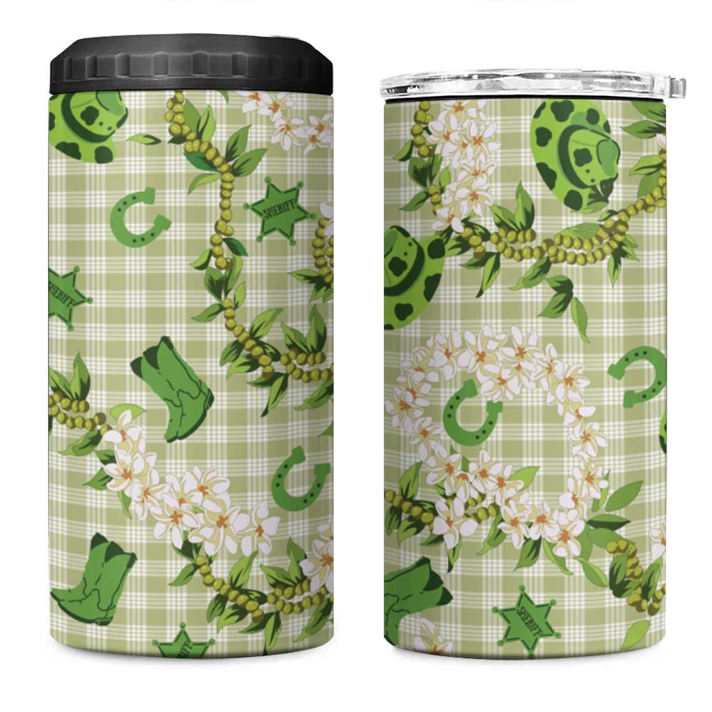 Mokihana Maile Ilima Leis Paniolo Palaka 4 in 1 Can Cooler Tumbler Hawaiian Omaomo Ala Spirit LT9 One Size: 16 oz Green - Polynesian Pride