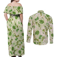 Mokihana Maile Ilima Leis Paniolo Palaka Couples Matching Off Shoulder Maxi Dress and Long Sleeve Button Shirt Hawaiian Omaomo Ala Spirit LT9 - Polynesian Pride