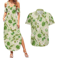 Mokihana Maile Ilima Leis Paniolo Palaka Couples Matching Summer Maxi Dress and Hawaiian Shirt Hawaiian Omaomo Ala Spirit LT9 Green - Polynesian Pride