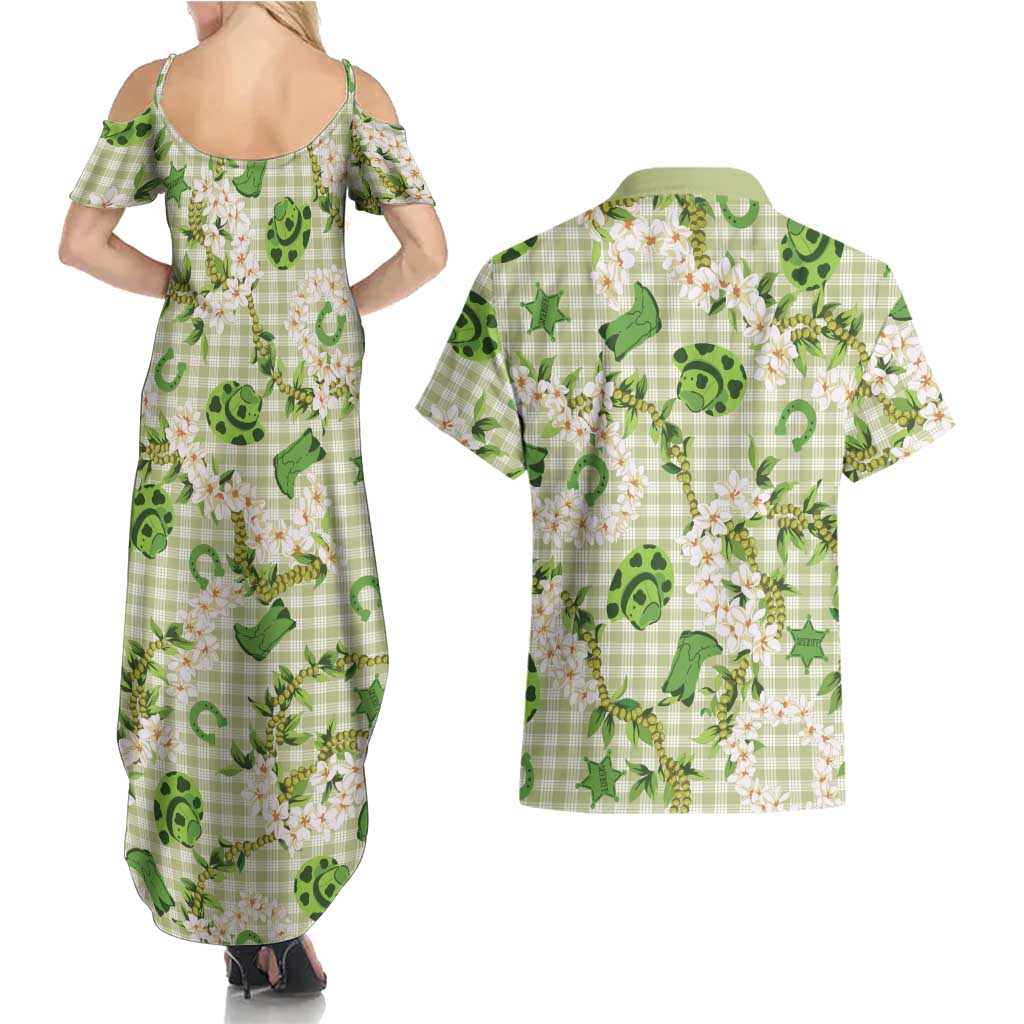Mokihana Maile Ilima Leis Paniolo Palaka Couples Matching Summer Maxi Dress and Hawaiian Shirt Hawaiian Omaomo Ala Spirit LT9 - Polynesian Pride