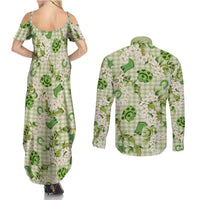 Mokihana Maile Ilima Leis Paniolo Palaka Couples Matching Summer Maxi Dress and Long Sleeve Button Shirt Hawaiian Omaomo Ala Spirit LT9 - Polynesian Pride