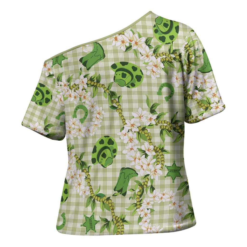 Mokihana Maile Ilima Leis Paniolo Palaka Cross Shoulder Shirt Hawaiian Omaomo Ala Spirit - Polynesian Pride