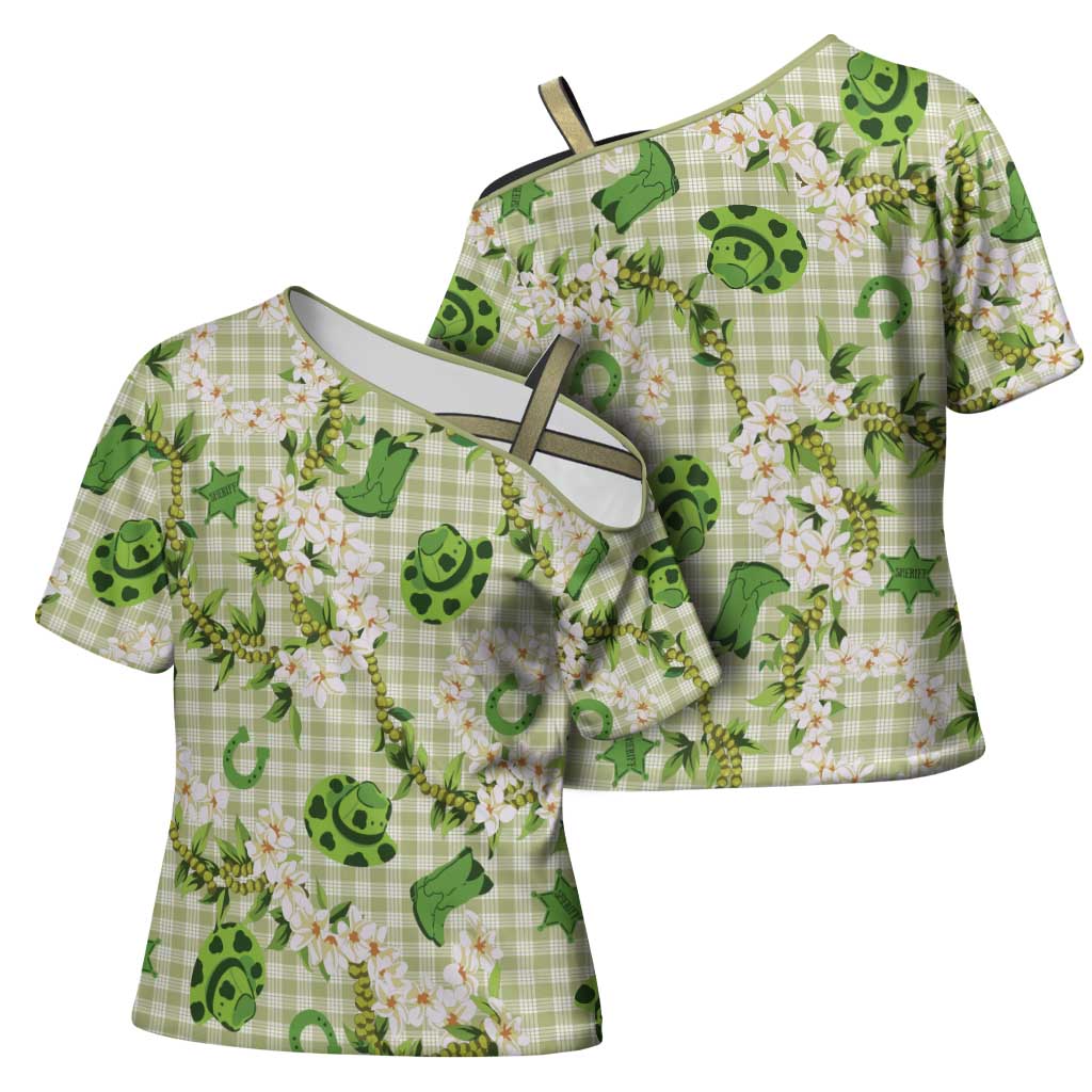 Mokihana Maile Ilima Leis Paniolo Palaka Cross Shoulder Shirt Hawaiian Omaomo Ala Spirit - Polynesian Pride
