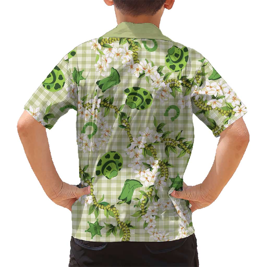Mokihana Maile Ilima Leis Paniolo Palaka Family Matching Off Shoulder Short Dress and Hawaiian Shirt Hawaiian Omaomo Ala Spirit LT9 - Polynesian Pride