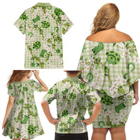 Mokihana Maile Ilima Leis Paniolo Palaka Family Matching Off Shoulder Short Dress and Hawaiian Shirt Hawaiian Omaomo Ala Spirit LT9 - Polynesian Pride