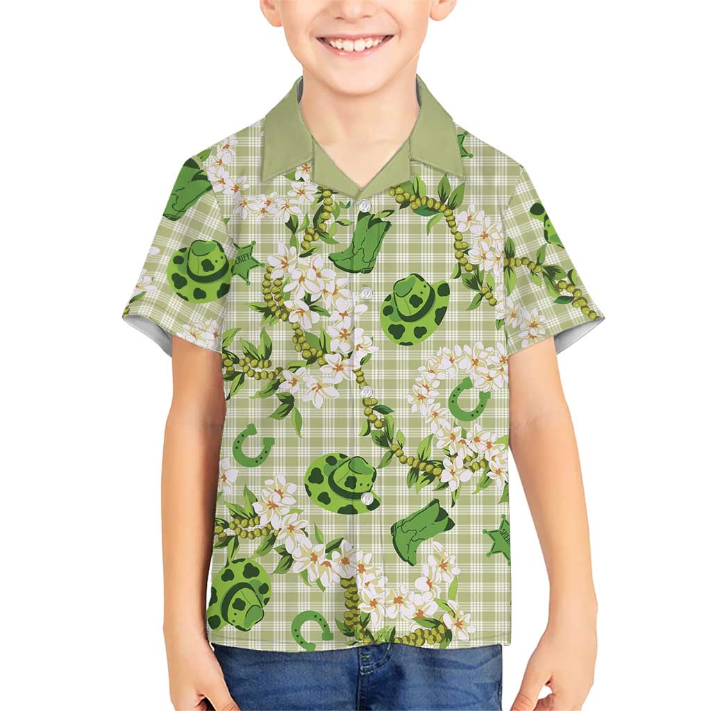 Mokihana Maile Ilima Leis Paniolo Palaka Family Matching Off Shoulder Short Dress and Hawaiian Shirt Hawaiian Omaomo Ala Spirit LT9 - Polynesian Pride