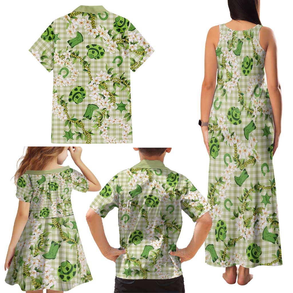 Mokihana Maile Ilima Leis Paniolo Palaka Family Matching Tank Maxi Dress and Hawaiian Shirt Hawaiian Omaomo Ala Spirit LT9 - Polynesian Pride