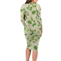 Mokihana Maile Ilima Leis Paniolo Palaka Long Sleeve Bodycon Dress Hawaiian Omaomo Ala Spirit LT9 - Polynesian Pride