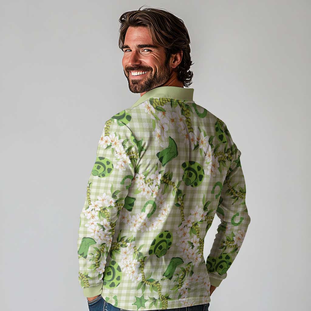 Mokihana Maile Ilima Leis Paniolo Palaka Long Sleeve Polo Shirt Hawaiian Omaomo Ala Spirit - Polynesian Pride
