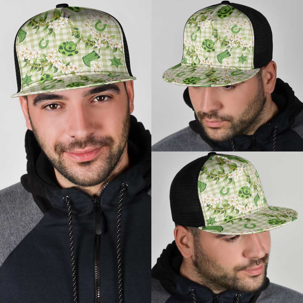 Mokihana Maile Ilima Leis Paniolo Palaka Mesh Trucker Cap Hawaiian Omaomo Ala Spirit - Polynesian Pride