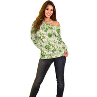 Mokihana Maile Ilima Leis Paniolo Palaka Off Shoulder Sweater Hawaiian Omaomo Ala Spirit - Polynesian Pride