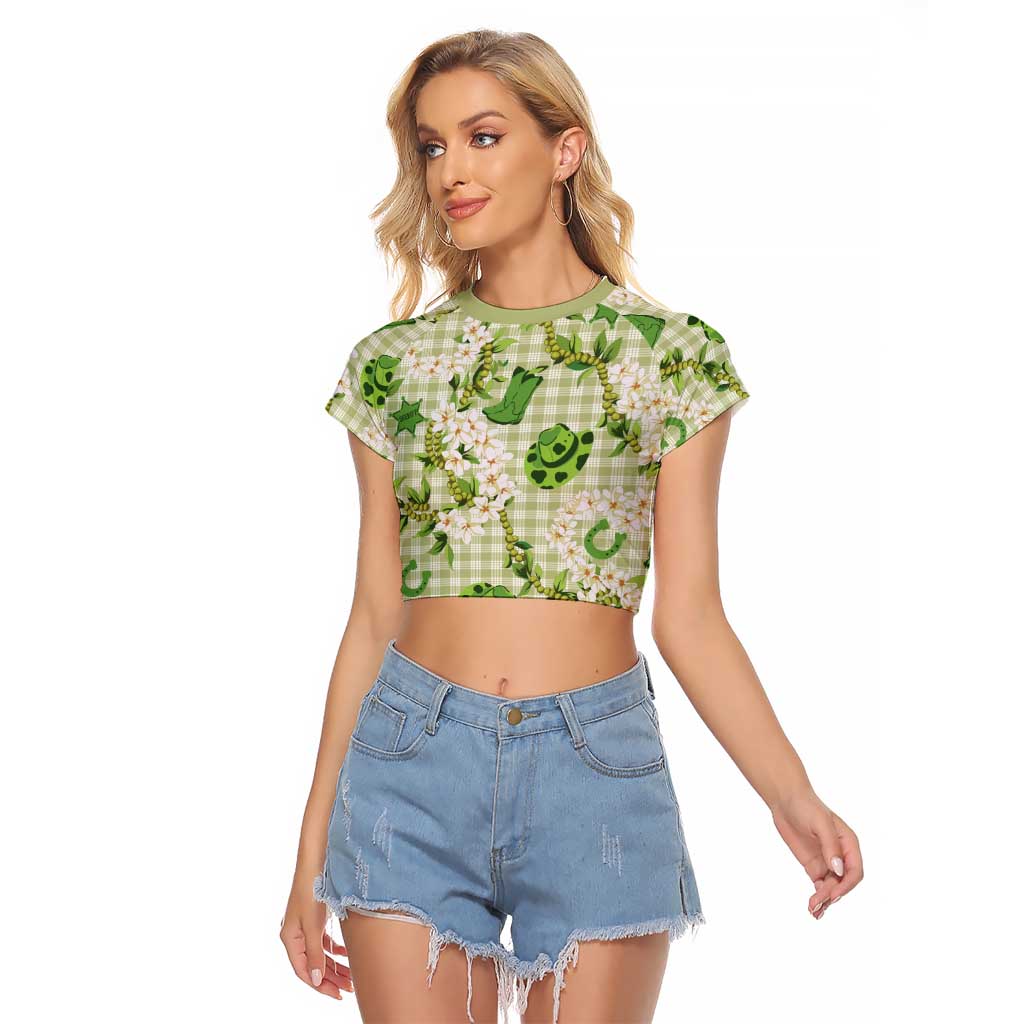 Mokihana Maile Ilima Leis Paniolo Palaka Raglan Cropped T Shirt Hawaiian Omaomo Ala Spirit - Polynesian Pride