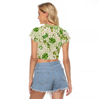 Mokihana Maile Ilima Leis Paniolo Palaka Raglan Cropped T Shirt Hawaiian Omaomo Ala Spirit - Polynesian Pride