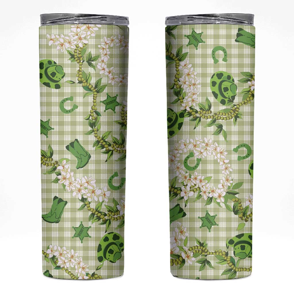 Mokihana Maile Ilima Leis Paniolo Palaka Skinny Tumbler Hawaiian Omaomo Ala Spirit LT9 Green - Polynesian Pride