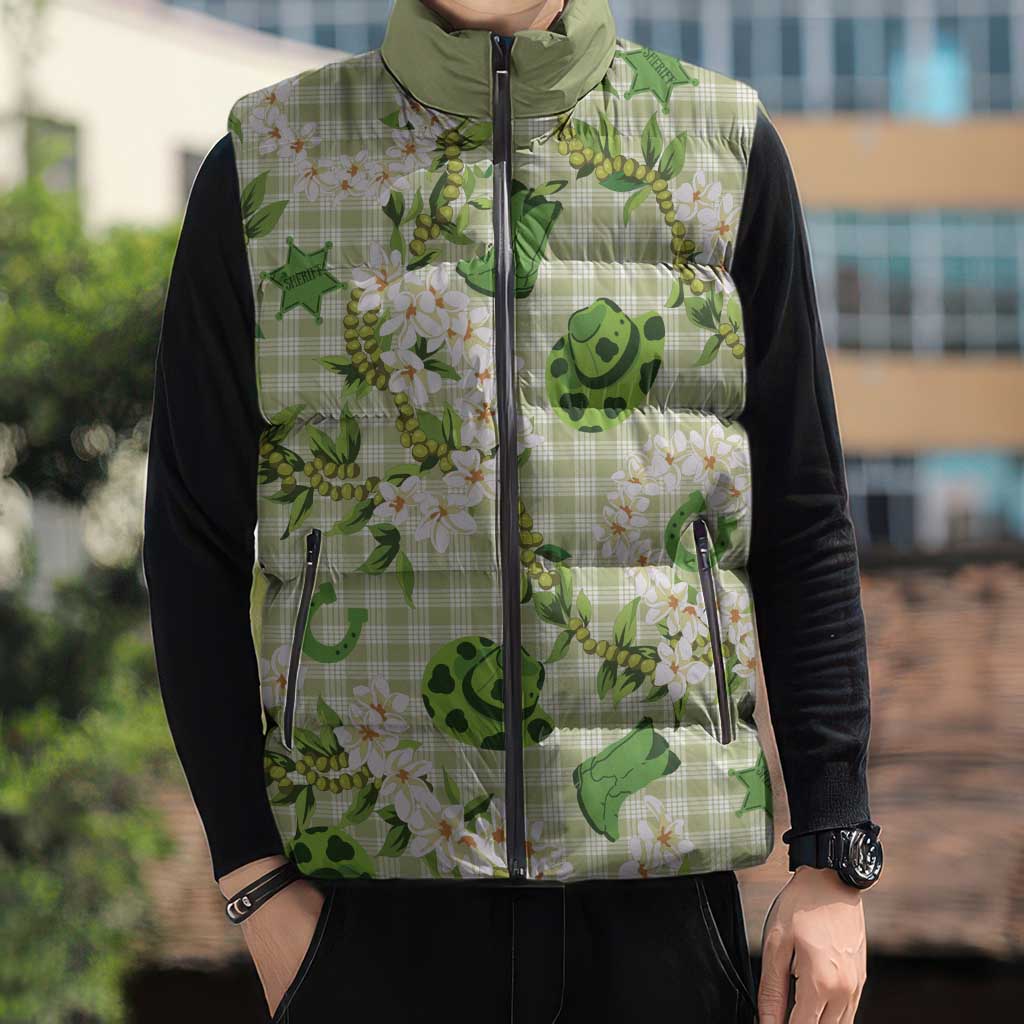 Mokihana Maile Ilima Leis Paniolo Palaka Sleeveless Puffer Jacket Hawaiian Omaomo Ala Spirit - Polynesian Pride