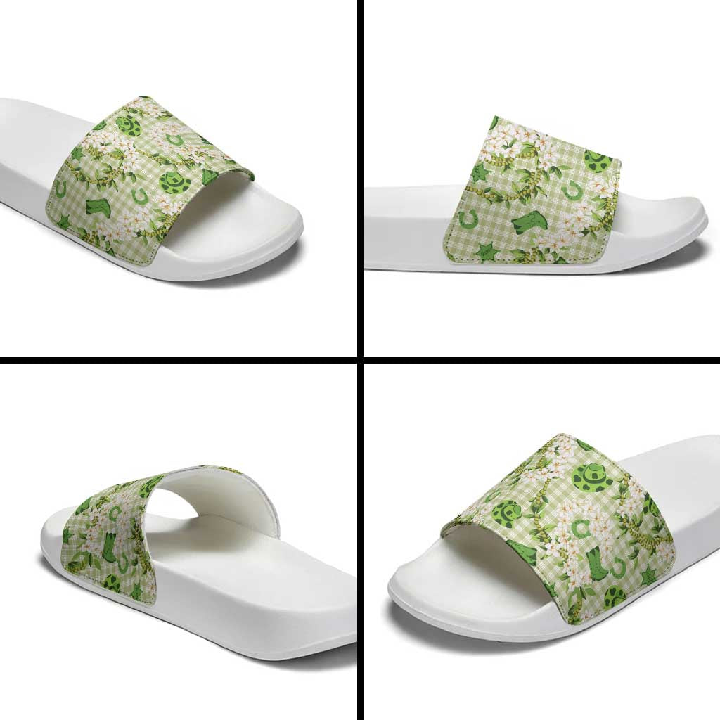 Mokihana Maile Ilima Leis Paniolo Palaka Slide Sandals Hawaiian Omaomo Ala Spirit - Polynesian Pride