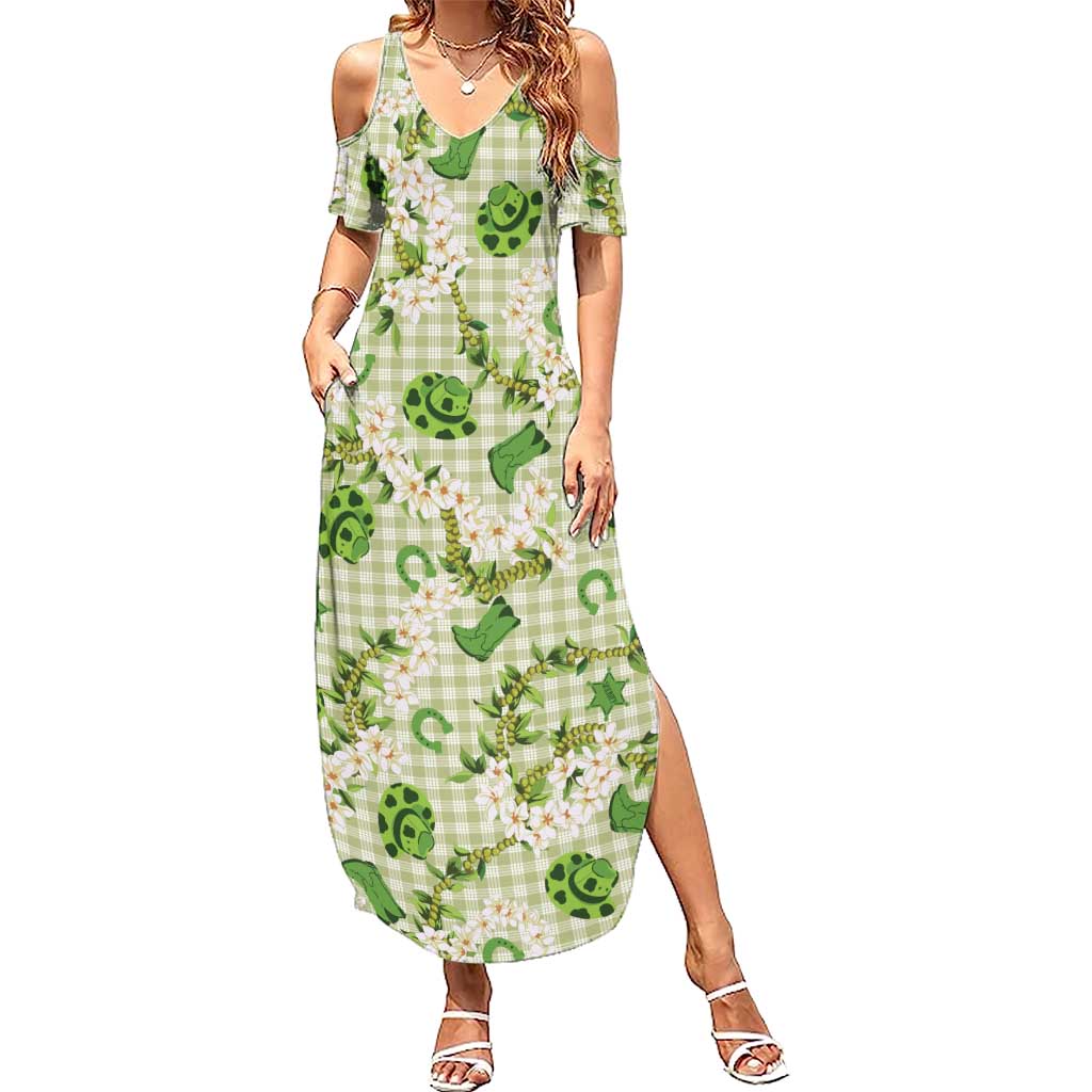 Mokihana Maile Ilima Leis Paniolo Palaka Summer Maxi Dress Hawaiian Omaomo Ala Spirit - Polynesian Pride