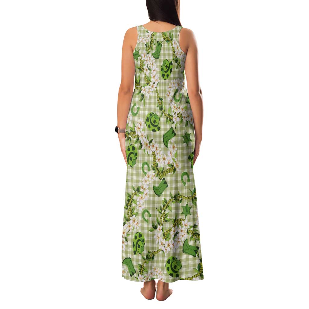 Mokihana Maile Ilima Leis Paniolo Palaka Tank Maxi Dress Hawaiian Omaomo Ala Spirit - Polynesian Pride